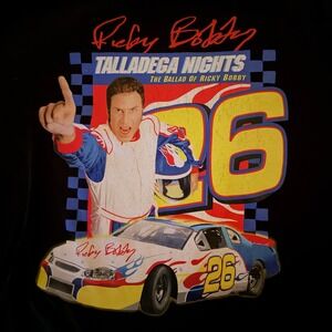 Talladega Nights Ricky Bobby Graphic T-Shirt Mens L Black Will Ferrell Movie Tee